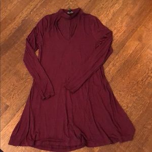 Long Sleeve Maroon Dress